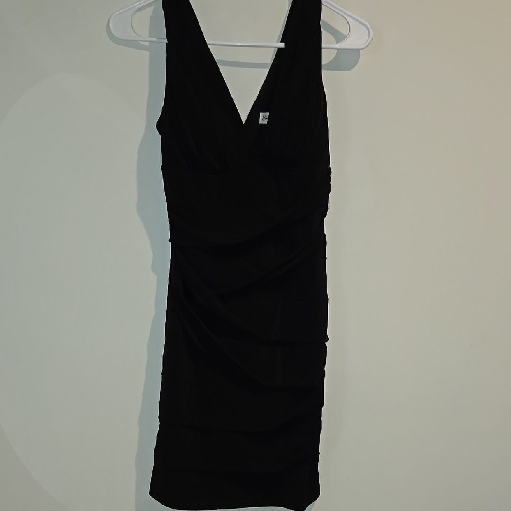 Emerald Sundae Black Backless Ruched Cocktail Dress